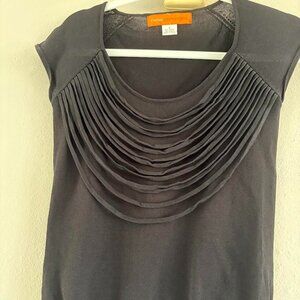 Black with Front Fringe Detail Woman Top